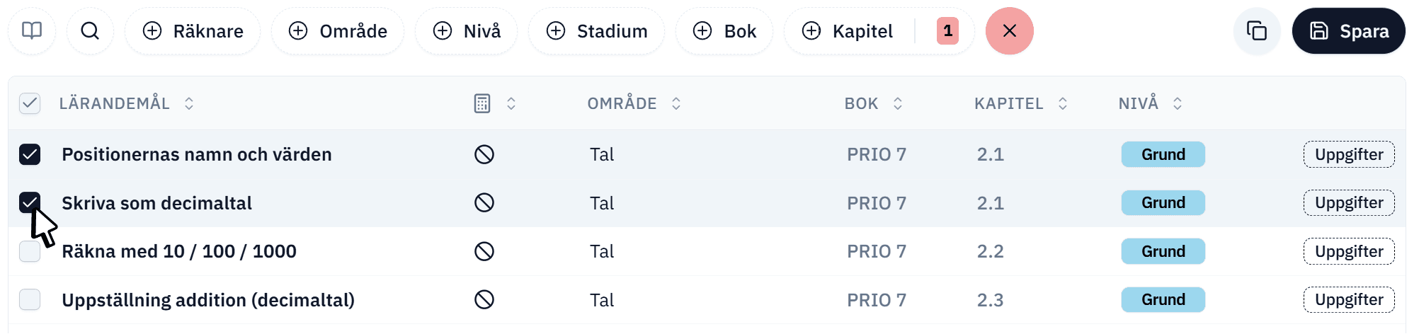 Aktivera lärandemål